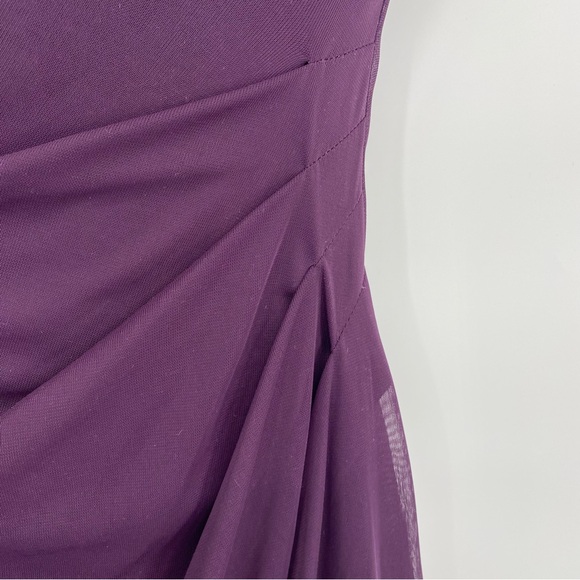 David's Bridal Formal Purple Plum Sheer Halter Short Dress Holiday Cocktail 4 - Picture 3 of 8